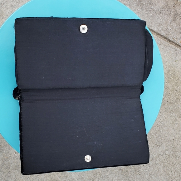 Vintage India Black Velvet Gold Embroidered Natural Gemstone Jeweled Evening Bag - Picture 8 of 17